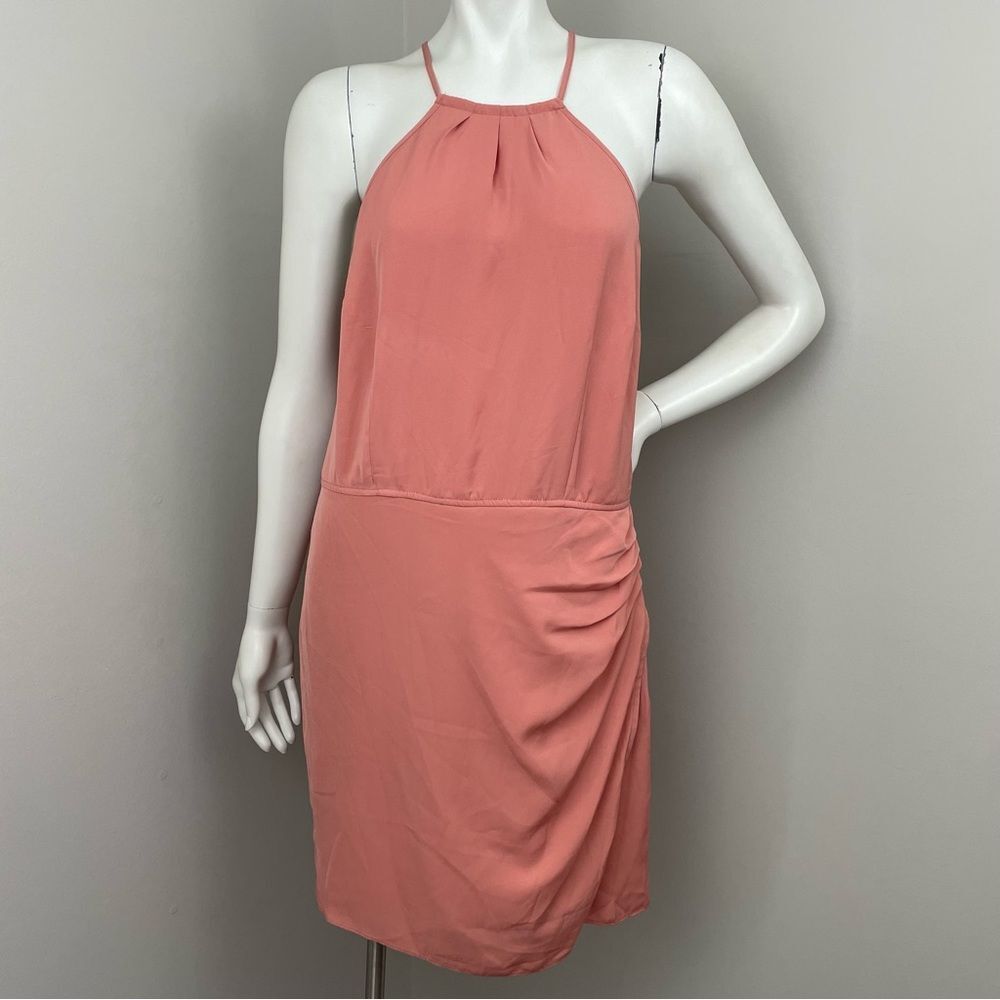 ABERCROMBIE & FITCH Salmon Coral Pink Halter Ruched Mini Dress